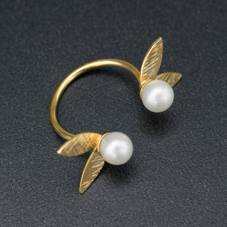 Δαχτυλίδι με δυο λευκά μαργαριτάρια - Emmanuela - handcrafted for you®