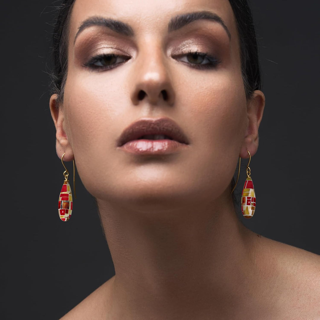 Pendientes con mosaicos de ámbar