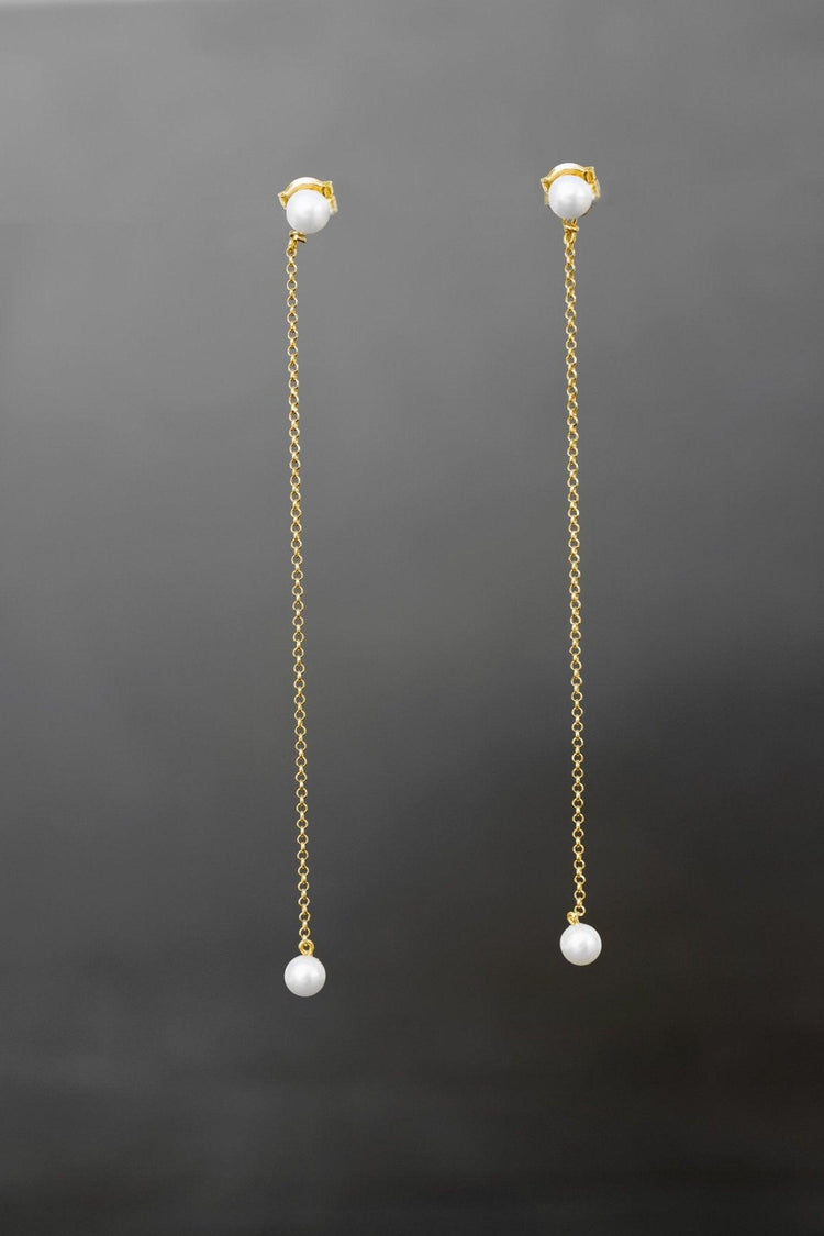 Σκουλαρίκια αλυσίδες με μαργαριτάρια - Emmanuela - handcrafted for you®