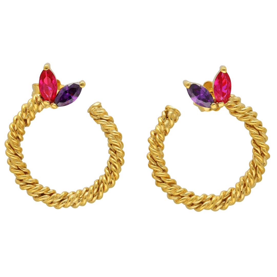 Pendientes de botón de alambre retorcido con circonita