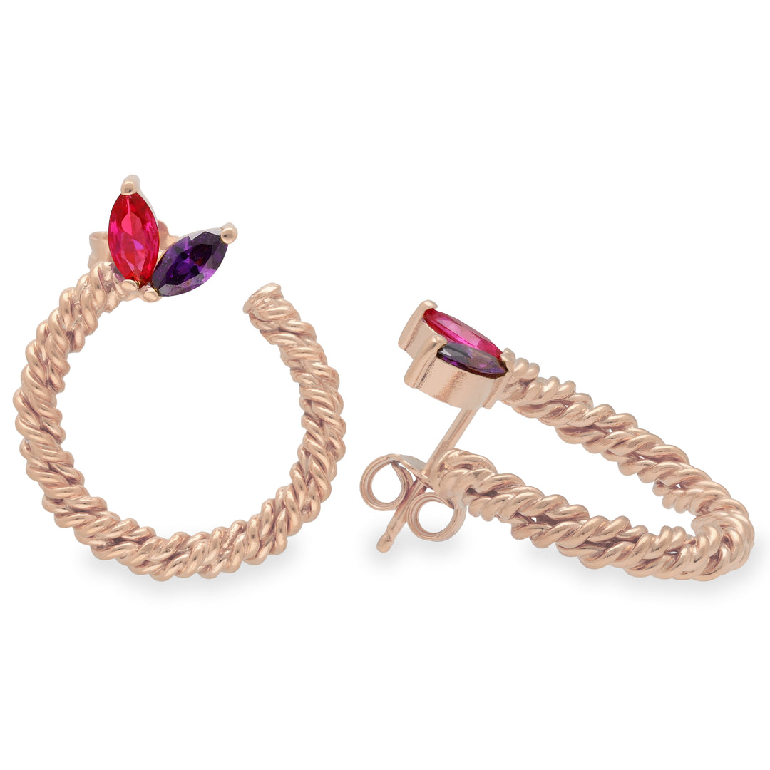 Pendientes de botón de alambre retorcido con circonita