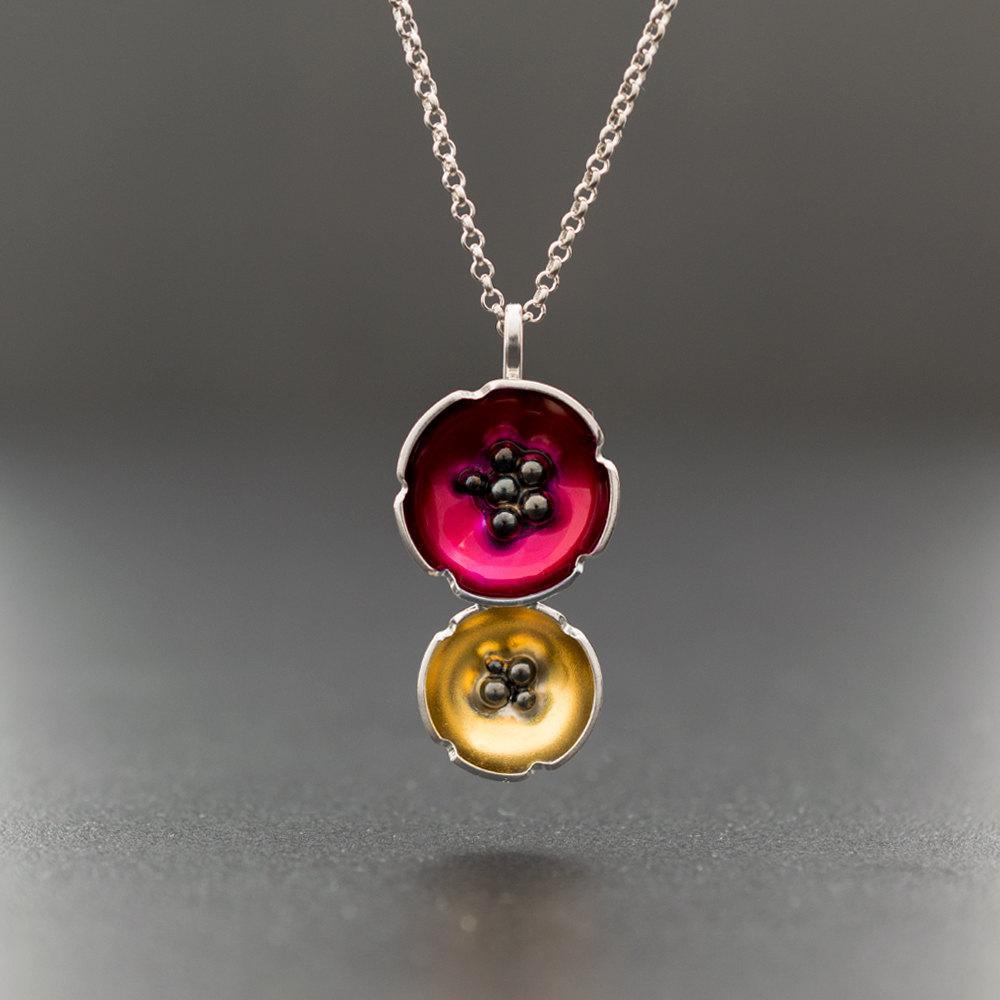 Κρεμαστό μενταγιόν "λουλούδια παπαρούνες" από ασήμι 925 - κοσμήματα emmanuela