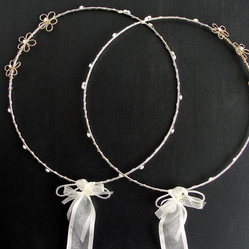 Στέφανα γάμου "ροζ λουλούδια" από ασήμι 925 - κοσμήματα emmanuela