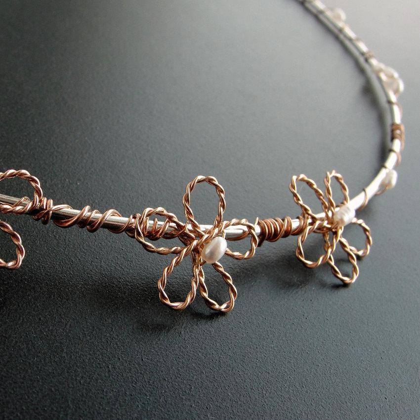 Στέφανα γάμου "ροζ λουλούδια" από ασήμι 925 - κοσμήματα emmanuela